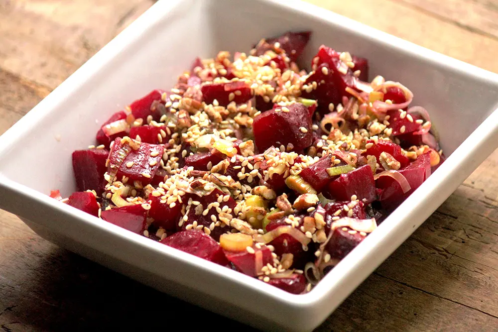 Salada de beterraba e alho poró