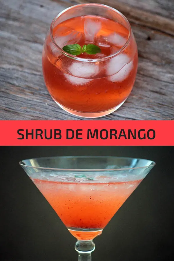 Shrub de morango - Receita desse delicioso xarope de morango à base de vinagre, perfeito para montar os mais variados drinks com ou sem álcool. Essa bebida caseira de morango combina com gin, água com gás, tônica e muito mais. Faça essa bebida caseira na sua casa.