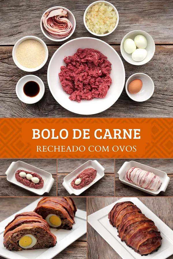 Bolo de carne recheado com ovos 2