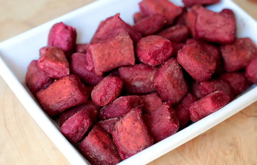 Nhoque de beterraba com batata-doce