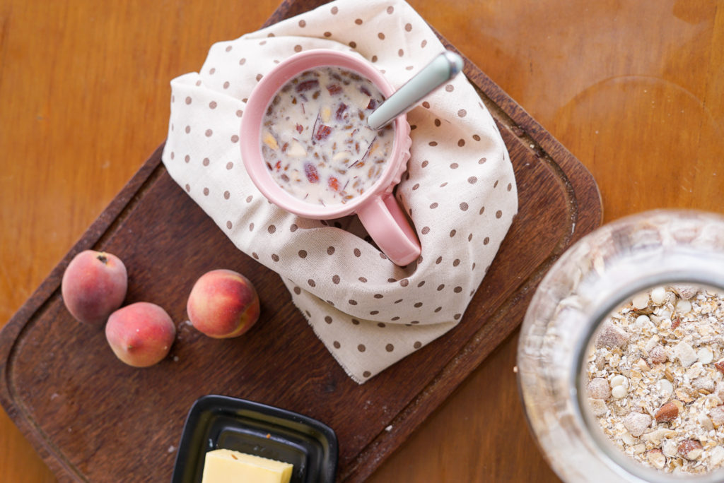 mingau de aveia com chocolate branco