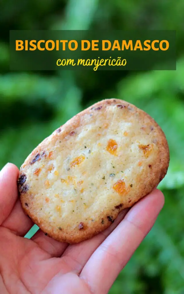 Biscoito amanteigado de damasco e manjericão