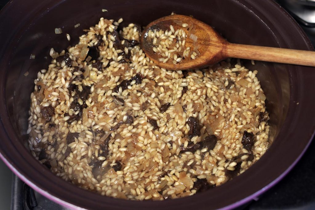 Risoto de funghi com queijo brie e nozes Mel e Pimenta